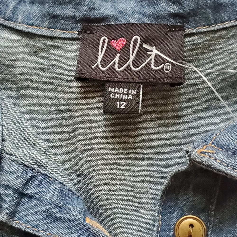 NWT Lilt Girl''s Burgundy and Denim Jean Dress